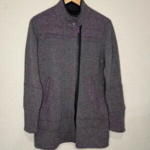 Title Nine Swacket Sweater Jacket Wool Blend Grey & Purple Women’s Size Medium